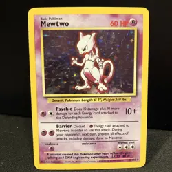 Pokemon TCG Card Mewtwo 10/102 Base Set Unlimited Holo Rare - Image 1