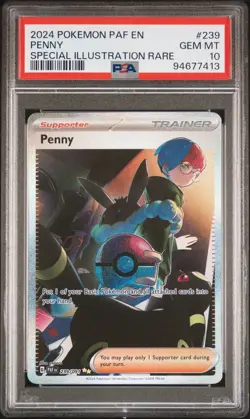 2024 POKEMON PAF EN-PALDEAN FATES SPECIAL ILLUSTRATION RARE #239 PENNY PSA 10 - Image 1