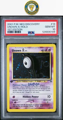 2001 Pokemon Neo Discovery (1st Edition) Unown A-Holo #14 PSA 10 (New Cert!) - Image 1