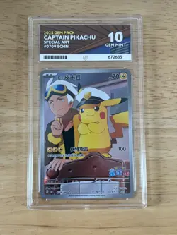 CAPTAIN PIKACHU Pokemon CBB1C 0709/09 Chinese Gem Pack Full Art ACE 10 - Image 1