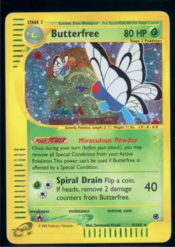 Pokemon EXPEDITION - #5/165 Butterfree - Holo - ENG - Moderately/Lightly Played - Image 1