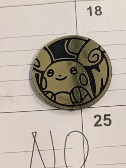 Pokemon TCG Gold Alolan Raichu Flip Coin Token Game Piece Official - Image 1