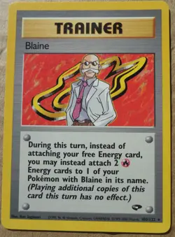 Blaine 100/132 Rare Gym Challenge Non-Holo Trainer Pokemon NM/LP - Image 1