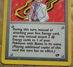 Blaine 100/132 Rare Gym Challenge Non-Holo Trainer Pokemon NM/LP - Image 3