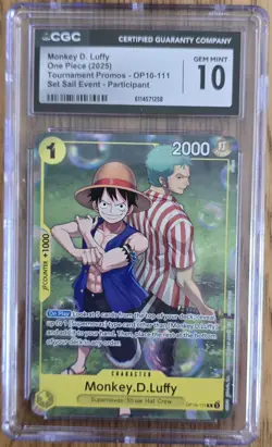 Monkey.D.Luffy (Learn Together Deck Set - Set Sail Event) One Piece Card CGC 10 - Image 1