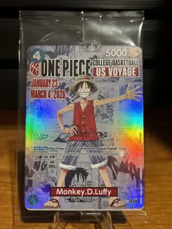 One Piece Monkey.D.Luffy College Basketball US Voyage Promo Card Sealed - Image 1