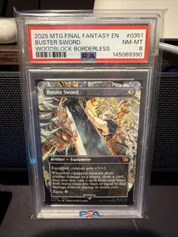 2025 MTG FF EN Buster Sword Woodblock (Borderless) PSA 8 - Image 1