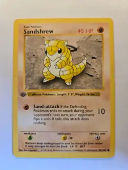 Sandshrew [1st Edition] #62 Pokemon Base Set HP - Image 1