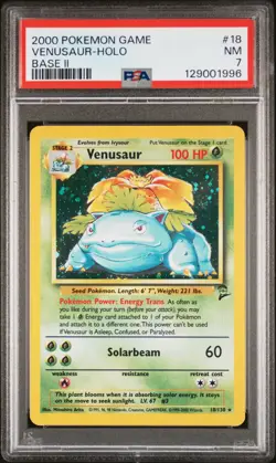 2000 POKEMON BASE SET 2 #18 VENUSAUR-HOLO PSA 7 - Image 1