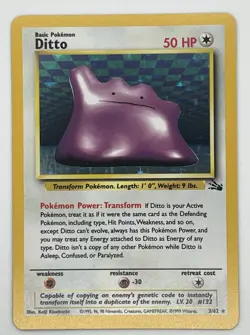 Pokemon TCG Ditto Fossil 3/62 Holo Rare Shapeshifter Card Stock 1999 - Image 1