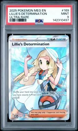 Lillie’s Determination 169 Pokemon Mega Evolution Ultra Rare PSA 9 MINT Card - Image 1