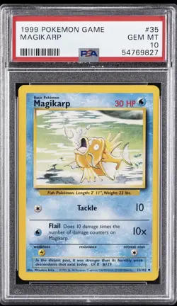 1999 POKEMON BASE SET UNLIMITED #35 MAGIKARP PSA 10 - Image 1