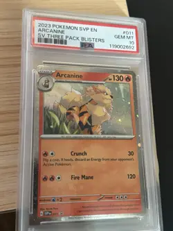 PSA 10 2023 Pokemon SVP Arcanine #011 SV Three Pack Blisters Black Star Promo - Image 1