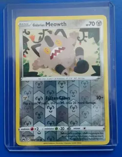 Pokemon TCG Crown Zenith: Galarian Meowth (084/159) - Reverse Holo Common - NM - Image 1