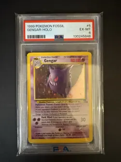 1999 Pokemon Fossil Unlimited #5 Gengar HOLO PSA 6 EX-MT - Image 2