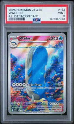 2025 POKEMON JTG EN-JOURNEY TOGETHER ILLUSTRATION RARE #162 WAILORD PSA 9 - Image 1