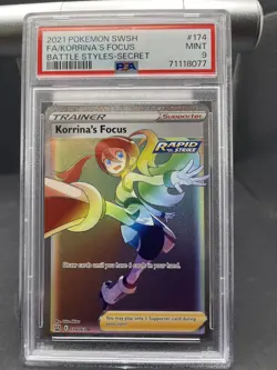 Pokemon Korrinas Focus 174/163 PSA 9 2021 SWSH Battle Styles 174 🌈🔥 - Image 1