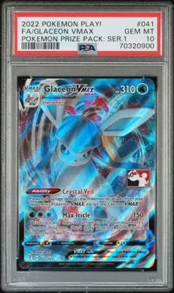 GLACEON VMAX PSA 10 POKEMON PLAY! POKEMON PRIZE PACK: SER 1 #041 FA! LOW POP 2!! - Image 1