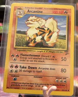 Pokemon TCG Arcanine Base Set 2 Unlimited MP Card 33/130 - Image 2