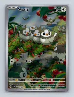 Starly 221 2023 Pokemon Scarlet & Violet Base Illustration Rare Card NM+ - Image 1