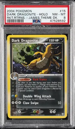 2004 POKEMON EX TEAM ROCKET RETURNS #15 DARK DRAGONITE-HOLO PSA 8 - Image 1