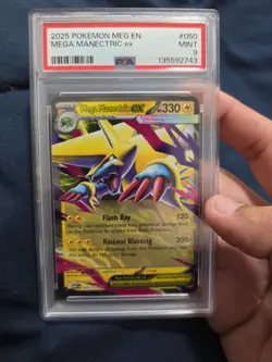 2025 Pokemon Mega Evolutions # 050 Mega Manectric EX PSA 9 Card MINT - Image 5