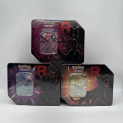 New Sealed Pokemon TCG Destined Rivals Team Rocket Tin Set of 3 - Image 1