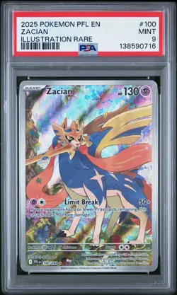 2025 POKEMON PFL EN-PHANTASMAL FLAMES ILLUSTRATION RARE #100 ZACIAN PSA 9 - Image 1