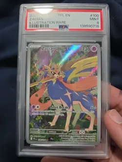 2025 POKEMON PFL EN-PHANTASMAL FLAMES ILLUSTRATION RARE #100 ZACIAN PSA 9 - Image 5