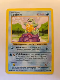 Squirtle [Shadowless] #63 Pokemon Base Set HP - Image 3