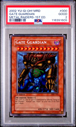 PSA 2 1ST EDITION Gate Guardian MRD-000 Metal Raiders Secret Rare YUGIOH - Image 1