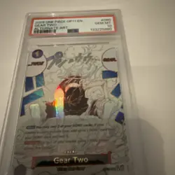 2025 ONE PIECE OP11-A FIST OF DIVINE SPEED 080 GEAR TWO ALTERNATE ART ENG PSA 10 - Image 5