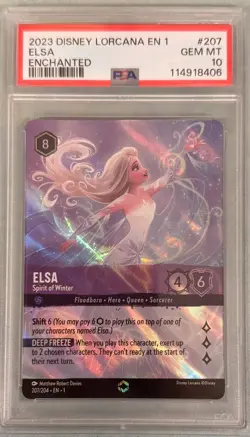 2023 DISNEY LORCANA ELSA SPIRIT OF WINTER 207/204 ENCHANTED PSA 10 GEM MINT!! - Image 1