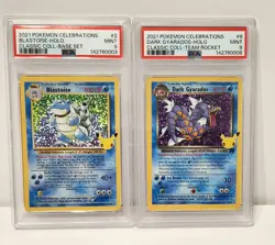 2021 Pokemon Celebrations Lot of 2 PSA 9 MINT Cards: Blastoise & Dark Gyarados - Image 1