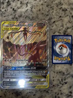 JUMBO OVERSIZED Espeon & Deoxys GX (SM Black Star Promo) SM240 Card w/ Toploader - Image 1