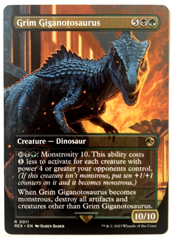 MTG Grim Giganotosaurus BORDERLESS Lost Caverns of Ixalan Jurassic World 11 NM - Image 1