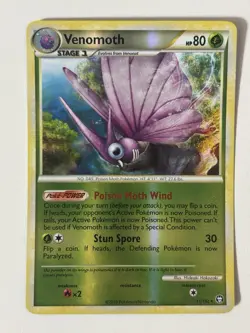 Venomoth 11/102 Reverse Holo Vintage Pokemon Card- HGSS Triumphant - Image 1