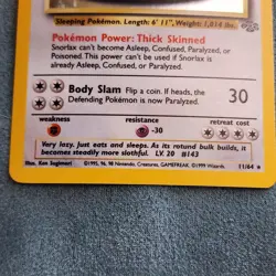 1999 Vintage Pokemon TCG Snorlax 11/64 Jungle Holographic - Image 3
