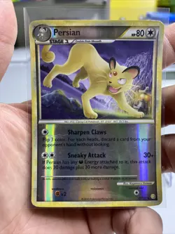 Pokemon TCG Persian 27/123 HeartGold SoulSilver (HS) Reverse Holo Rare 2010 - Image 3