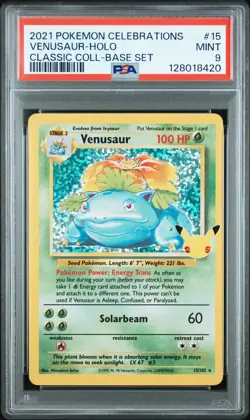 2021 POKEMON CELEBRATIONS CLASSIC COLL #15 VENUSAUR-HOLO PSA 9 - Image 1