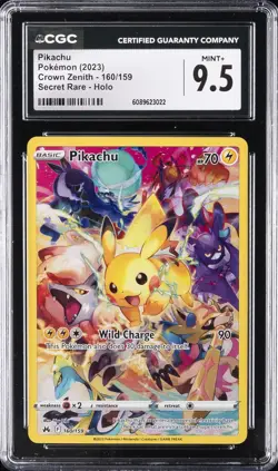 2023 POKEMON CROWN ZENITH SECRET RARE #160 PIKACHU CGC 9.5 - Image 1