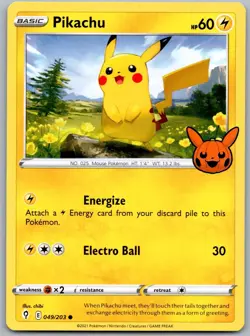 Pokemon Trick or Trade Pikachu Non-Holo 049/203 Halloween USA Exclusive - Image 1