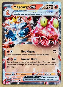 POKEMON TWILIGHT MASQUERADE MAGCARGO EX DOUBLE RARE FULL ART HOLO 029/167 NM+ - Image 1