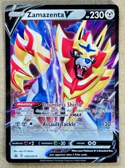 POKEMON SWORD & SHIELD ZAMAZENTA V BLACK STAR PROMO HOLO SWSH019 NM+ - Image 1