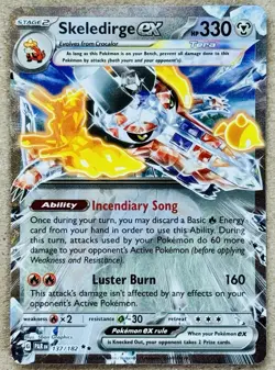 POKEMON SV PARADOX RIFT TCG SKELEDIRGE EX DOUBLE RARE HOLO 137/182 NM+ - Image 1