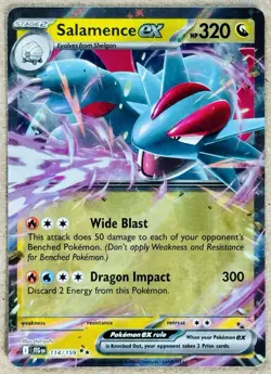 POKEMON JOURNEY TOGETHER SALAMENCE EX DOUBLE RARE HOLO 114/159 NM+ - Image 1