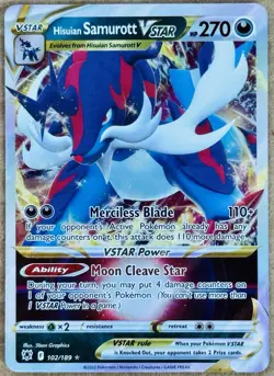 POKEMON ASTRAL RADIANCE HISUIAN SAMUROTT VSTAR FA ULTRA RARE HOLO 102/189 NM QTY - Image 1