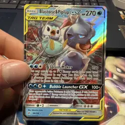 Pokemon Blastoise & Piplup GX TAG TEAM Ultra Rare Holo Sm-Cosmic Eclipse 38/236 - Image 1