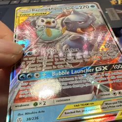 Pokemon Blastoise & Piplup GX TAG TEAM Ultra Rare Holo Sm-Cosmic Eclipse 38/236 - Image 2
