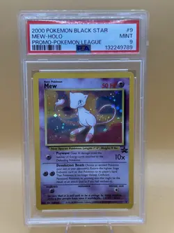 2000 Pokemon Black Star Mew Holo Promo Pokemon League #9 PSA 9 - Image 1